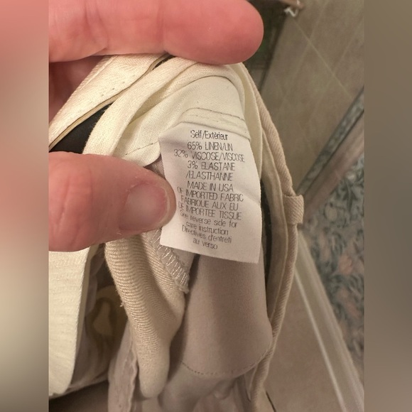 Theory Linen Chic Beige Straight-Leg Pants - Picture 4 of 5